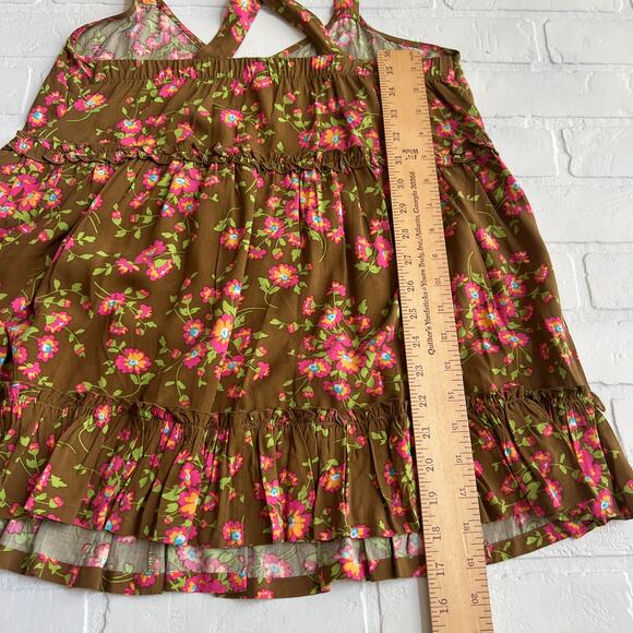 Matilda Jane Women's Brown and Orange Ruffle Top Tunic Shirt Sleeveless -sz xs - Picture 5 of 6